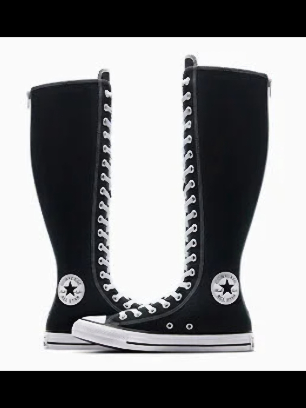 SOLD Converse Black Over-the-Knee Lace-Up Knee Boots with White Trim